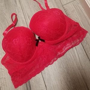 Red lace bra